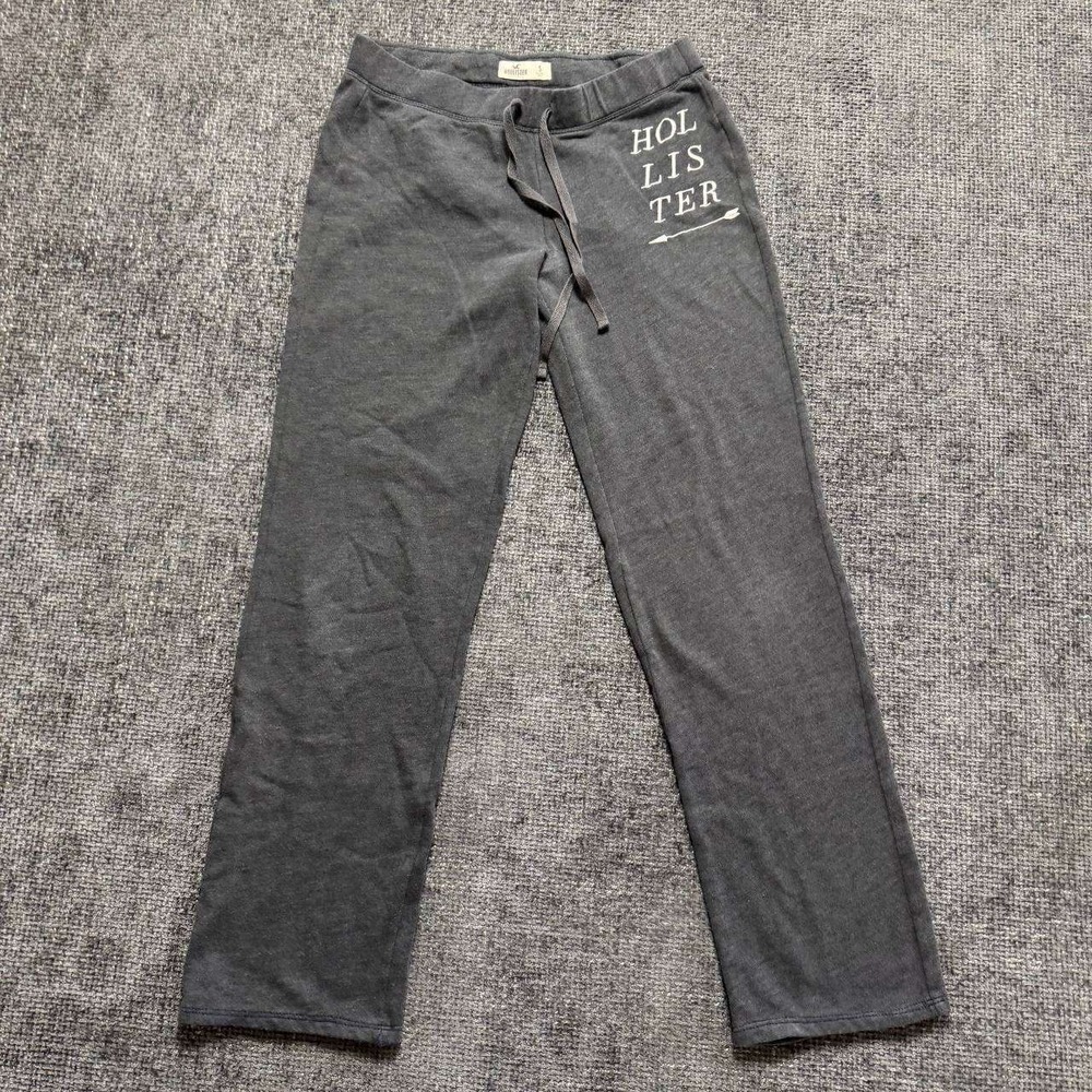 Hollister Sweatpants Women Small Gray Y2K Graphic Drawstring Joggers